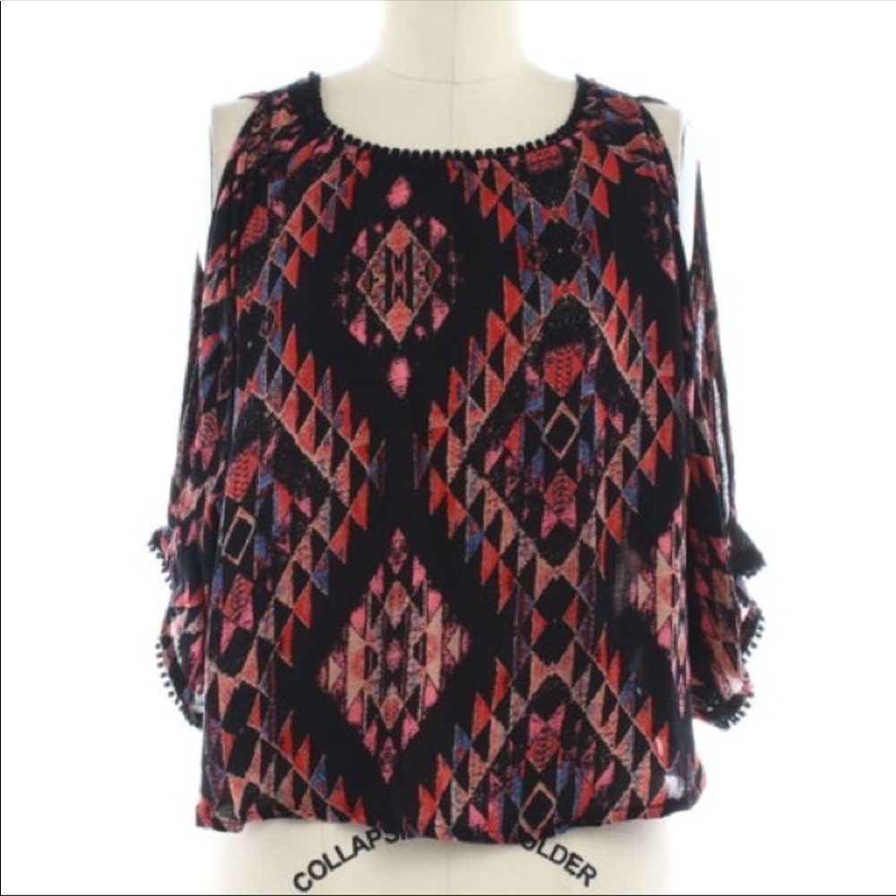 Colorful Tribal Top Open Back Shoulders